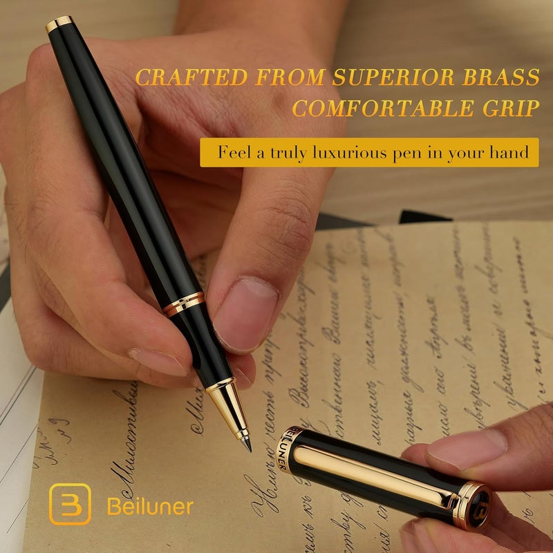 BEILUNER Luxury Rollerball Pen,24K Gold Trim,Noble and Elegant Designs,Schneider Ink Refill, Best Roller Ball Pen Gift Set for Men & Women, Professional, Executive Office, Nice Pens - Image 5